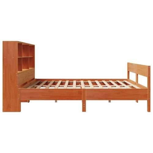 Krevet s regalom za knjige bez madraca 135 x 190 cm od borovine - Voštano smeđa 135 x 190 cm Cijena