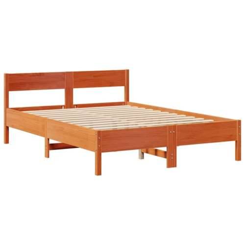 Krevet s regalom za knjige bez madraca 135 x 190 cm od borovine - Voštano smeđa 135 x 190 cm Cijena