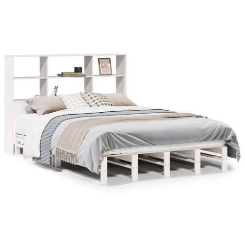 Krevet s regalom za knjige bez madraca bijeli 140x190cm od drva - Bijela 140 x 190 cm Cijena