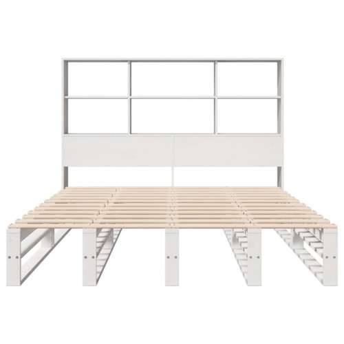 Krevet s regalom za knjige bez madraca bijeli 140x190cm od drva - Bijela 140 x 190 cm Cijena