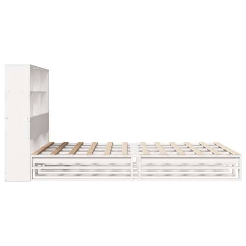 Krevet s regalom za knjige bez madraca bijeli 140x190cm od drva - Bijela 140 x 190 cm Cijena