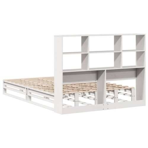 Krevet s regalom za knjige bez madraca bijeli 140x190cm od drva - Bijela 140 x 190 cm Cijena