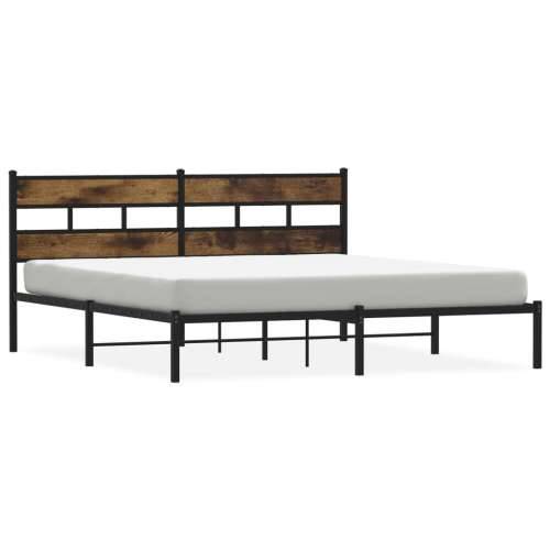 Metalni okvir kreveta bez madraca boja hrasta 180x200 cm - Dimljeni hrast 180 x 200 cm s uzglavljem Cijena