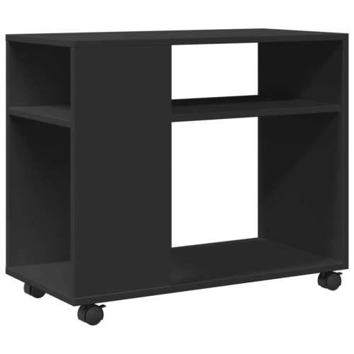 Bočni stolić s kotačima crni 70x35x60 cm konstruirano drvo - Crna 1 Cijena