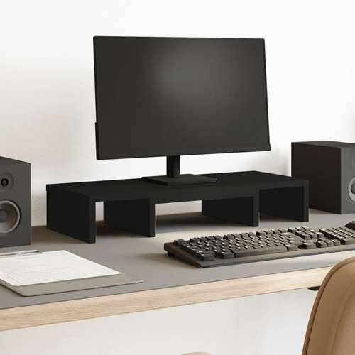 Stalak za monitor podesivi crni 60x24x10,5 cm konstruirano drvo - Crna 60 x 24 x 10.5 cm Cijena