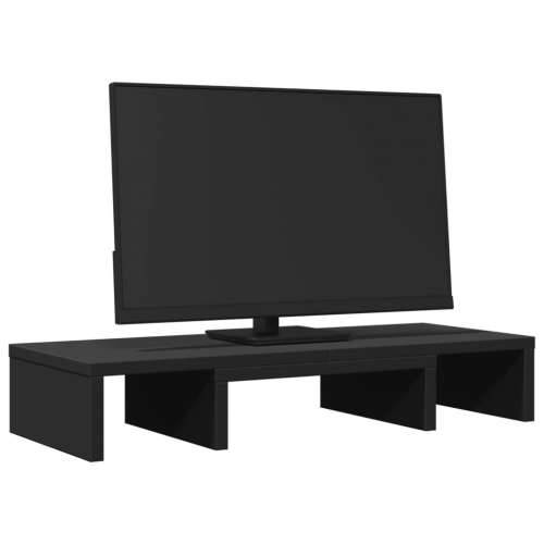Stalak za monitor podesivi crni 60x24x10,5 cm konstruirano drvo - Crna 60 x 24 x 10.5 cm Cijena