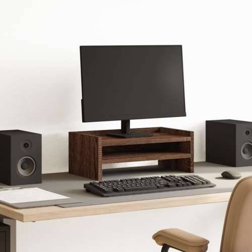 Stalak za monitor smeđa boja hrasta 42x24x16 cm drveni - Smeđi hrast 42 x 24 x 16 cm Cijena