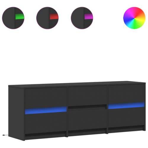 TV ormarić s LED svjetlima crni 140x34x50 cm konstruirano drvo - Crna 1 140 cm Cijena