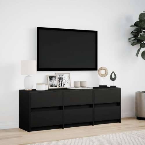 TV ormarić s LED svjetlima crni 140x34x50 cm konstruirano drvo - Crna 1 140 cm Cijena