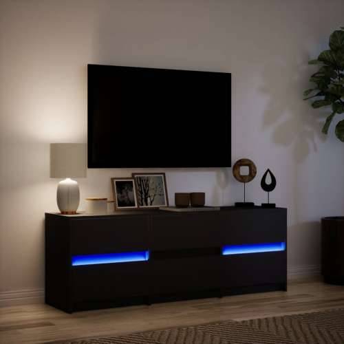 TV ormarić s LED svjetlima crni 140x34x50 cm konstruirano drvo - Crna 1 140 cm Cijena