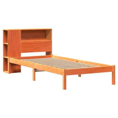 Krevet s regalom za knjige bez madraca 90 x 200 cm od borovine - Voštano smeđa 90 x 200 cm Cijena