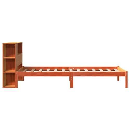 Krevet s regalom za knjige bez madraca 90 x 200 cm od borovine - Voštano smeđa 90 x 200 cm Cijena