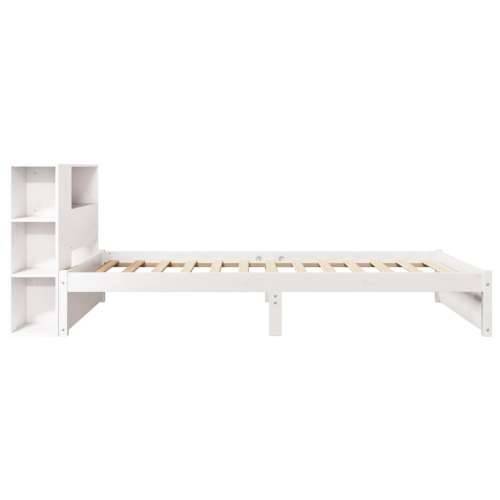 Krevet s regalom za knjige bez madraca bijeli 90x200cm borovina - Bijela 90 x 200 cm Cijena