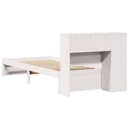 Krevet s regalom za knjige bez madraca bijeli 90x200cm borovina - Bijela 90 x 200 cm Cijena