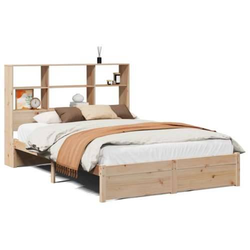 Krevet s regalom za knjige bez madraca 135x190 cm od borovine - Prirodna 135 x 190 cm Cijena