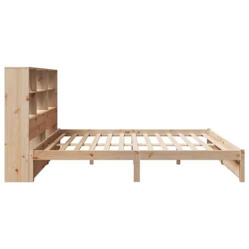 Krevet s regalom za knjige bez madraca 135x190 cm od borovine - Prirodna 135 x 190 cm Cijena
