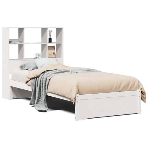 Krevet s regalom za knjige bez madraca bijeli 90x200cm borovina - Bijela 90 x 200 cm Cijena