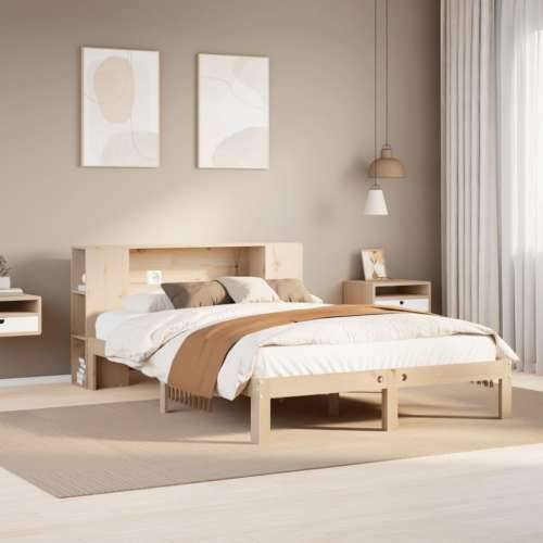Krevet s regalom za knjige bez madraca 135x190 cm od borovine - Prirodna 135 x 190 cm Cijena