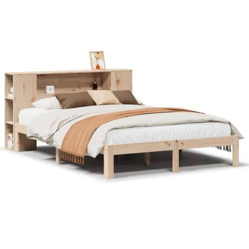 Krevet s regalom za knjige bez madraca 135x190 cm od borovine - Prirodna 135 x 190 cm Cijena