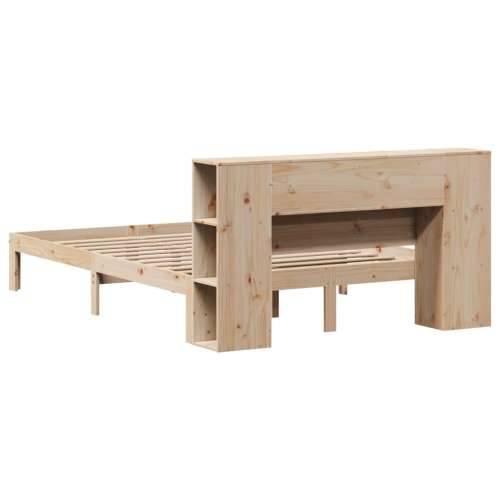Krevet s regalom za knjige bez madraca 135x190 cm od borovine - Prirodna 135 x 190 cm Cijena