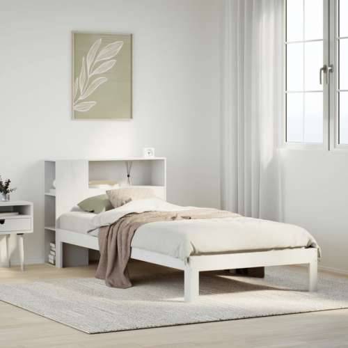 Krevet s regalom za knjige bez madraca bijeli 75x190cm borovina - Bijela 75 x 190 cm Cijena