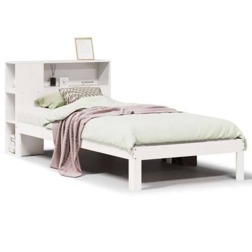 Krevet s regalom za knjige bez madraca bijeli 75x190cm borovina - Bijela 75 x 190 cm Cijena