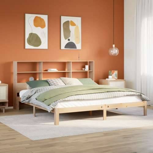Krevet s regalom za knjige bez madraca 180x200 cm od borovine - Prirodna 180 x 200 cm Cijena