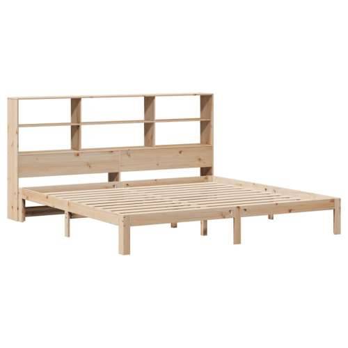 Krevet s regalom za knjige bez madraca 180x200 cm od borovine - Prirodna 180 x 200 cm Cijena