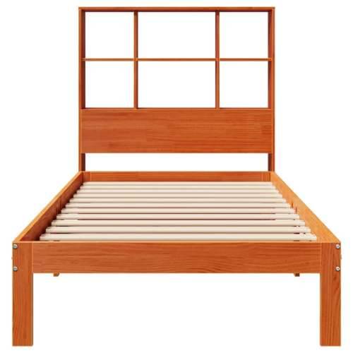 Krevet s regalom za knjige bez madraca 90 x 200 cm od borovine - Voštano smeđa 90 x 200 cm Cijena
