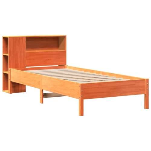 Krevet s regalom za knjige bez madraca 90 x 200 cm od borovine - Voštano smeđa 90 x 200 cm Cijena