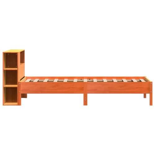 Krevet s regalom za knjige bez madraca 90 x 200 cm od borovine - Voštano smeđa 90 x 200 cm Cijena