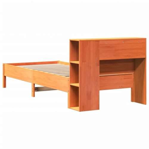Krevet s regalom za knjige bez madraca 90 x 200 cm od borovine - Voštano smeđa 90 x 200 cm Cijena
