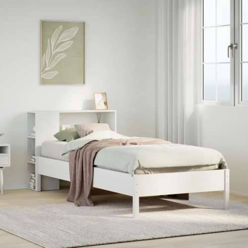 Krevet s regalom za knjige bez madraca bijeli 90x190cm borovina - Bijela 90 x 190 cm Cijena