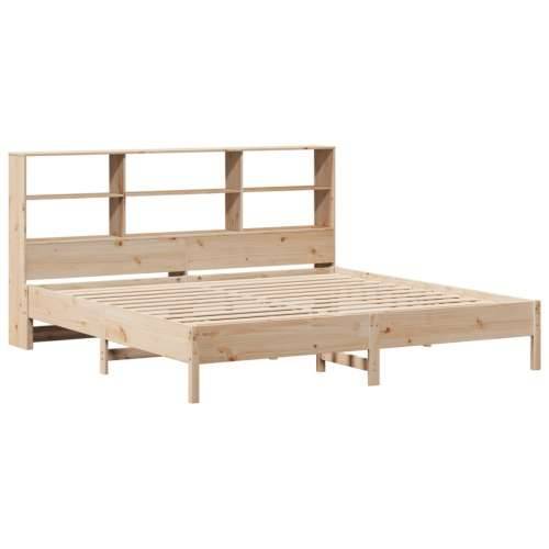Krevet s regalom za knjige bez madraca 200 x 200 cm od borovine - Prirodna 200 x 200 cm Cijena