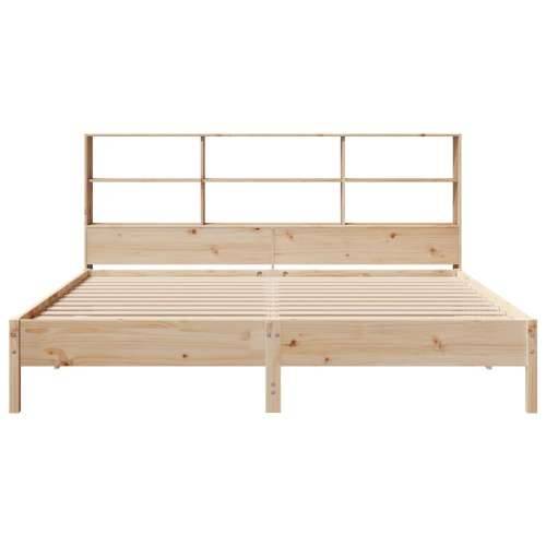 Krevet s regalom za knjige bez madraca 200 x 200 cm od borovine - Prirodna 200 x 200 cm Cijena