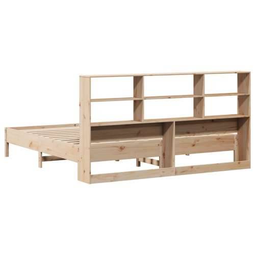 Krevet s regalom za knjige bez madraca 200 x 200 cm od borovine - Prirodna 200 x 200 cm Cijena