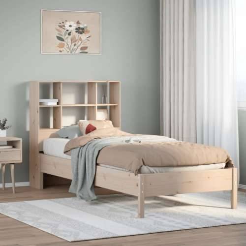 Krevet s regalom za knjige bez madraca 90x190 cm od borovine - Prirodna 90 x 190 cm Cijena