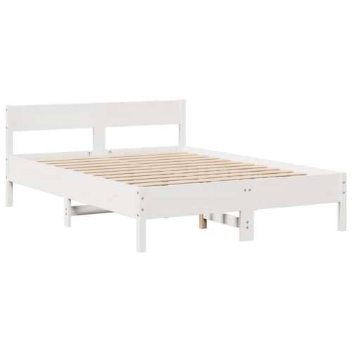 Krevet s regalom z knjige bez madraca bijeli 160x200cm borovina - Bijela 160 x 200 cm Cijena