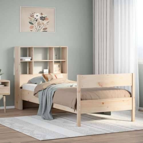 Krevet s regalom za knjige bez madraca 90x200 cm od borovine - Prirodna 90 x 200 cm Cijena