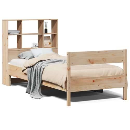 Krevet s regalom za knjige bez madraca 90x200 cm od borovine - Prirodna 90 x 200 cm Cijena