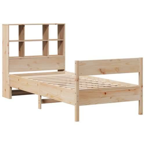 Krevet s regalom za knjige bez madraca 90x200 cm od borovine - Prirodna 90 x 200 cm Cijena