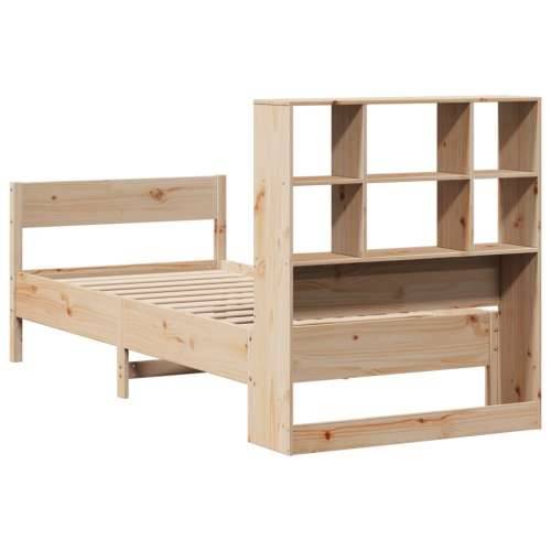 Krevet s regalom za knjige bez madraca 90x200 cm od borovine - Prirodna 90 x 200 cm Cijena