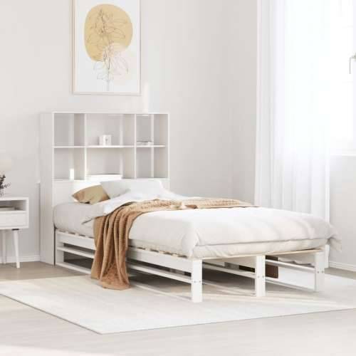 Krevet s regalom za knjige bez madraca bijeli 90x200 cm od drva - Bijela 90 x 200 cm Cijena