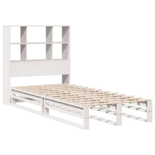 Krevet s regalom za knjige bez madraca bijeli 90x200 cm od drva - Bijela 90 x 200 cm Cijena