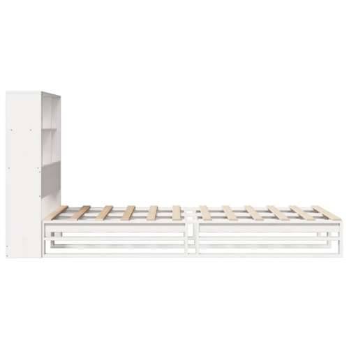 Krevet s regalom za knjige bez madraca bijeli 90x200 cm od drva - Bijela 90 x 200 cm Cijena