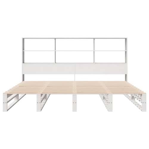 Krevet s regalom za knjige bez madraca bijeli 200x200cm od drva - Bijela 200 x 200 cm Cijena