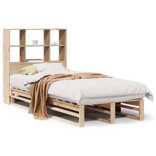Krevet s regalom za knjige bez madraca 90x190 cm masivno drvo - Smeđa 90 x 190 cm Cijena