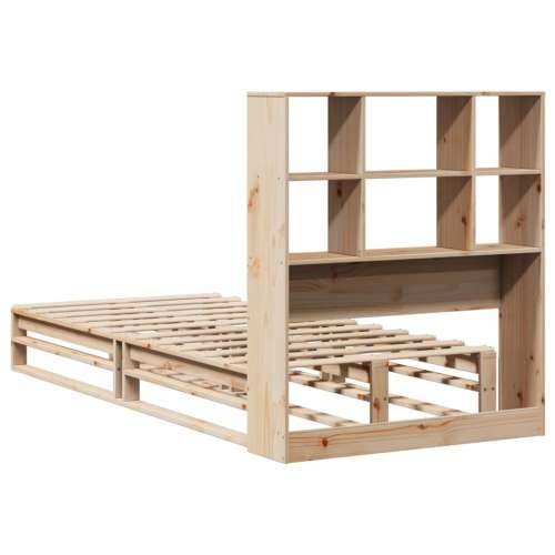 Krevet s regalom za knjige bez madraca 90x190 cm masivno drvo - Smeđa 90 x 190 cm Cijena