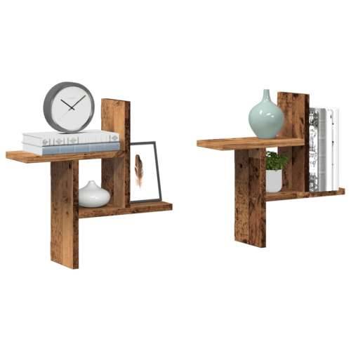 Zidne police 2 kom boja staro drvo 38x12x38cm konstruirano drvo - Staro drvo 38 x 12 x 38 cm 1 Cijena