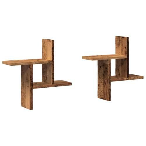 Zidne police 2 kom boja staro drvo 38x12x38cm konstruirano drvo - Staro drvo 38 x 12 x 38 cm 1 Cijena